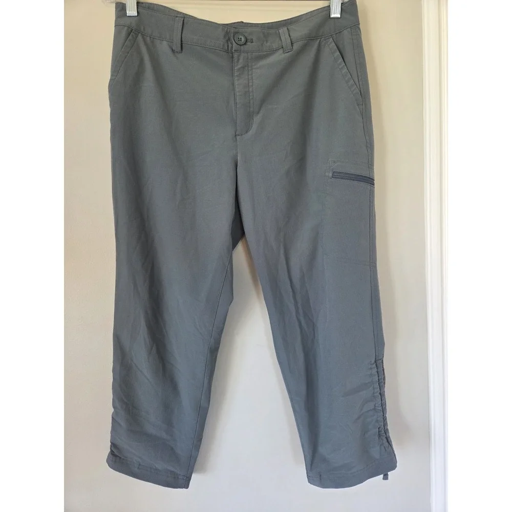 Eddie Bauer Womens Ripstop Crop Pant Capri Zip Pocket Gray Size 8